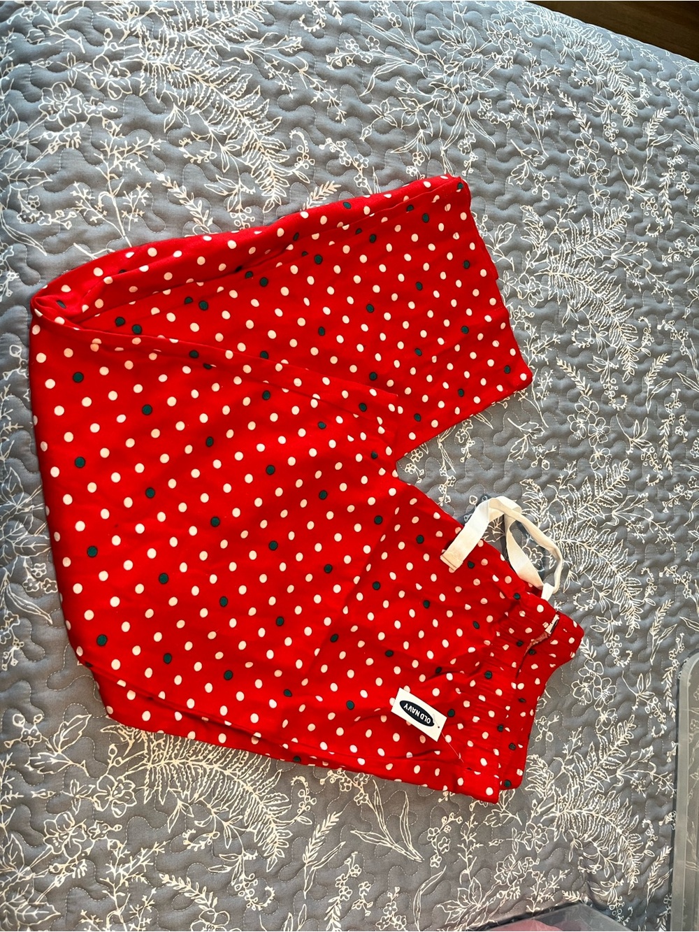 Old Navy Red Polka Dot Lounge Pants with Green Accents